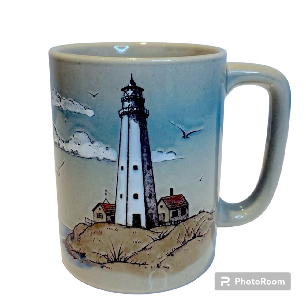 Otagiri Japan Sail Boat Lighthouse Nautical Ocean Coffee Mug Embossed